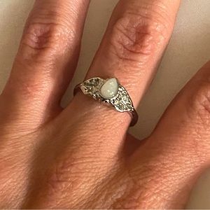 New Sterling Silver Handmade Bohemian Fire Opal Starlet Petite Minimalist Ring